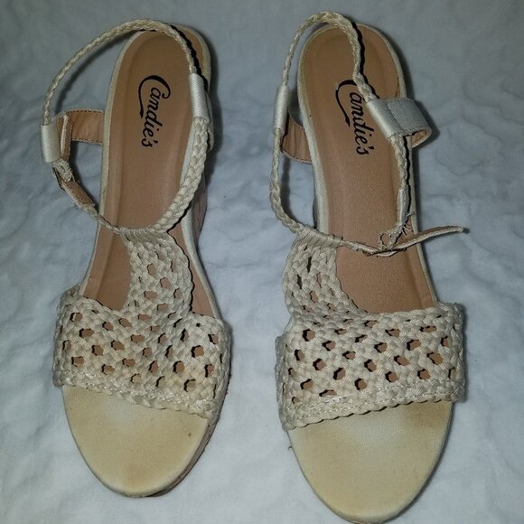 Candie's tan wedge platform cork sandal sz10 - Picture 2 of 7